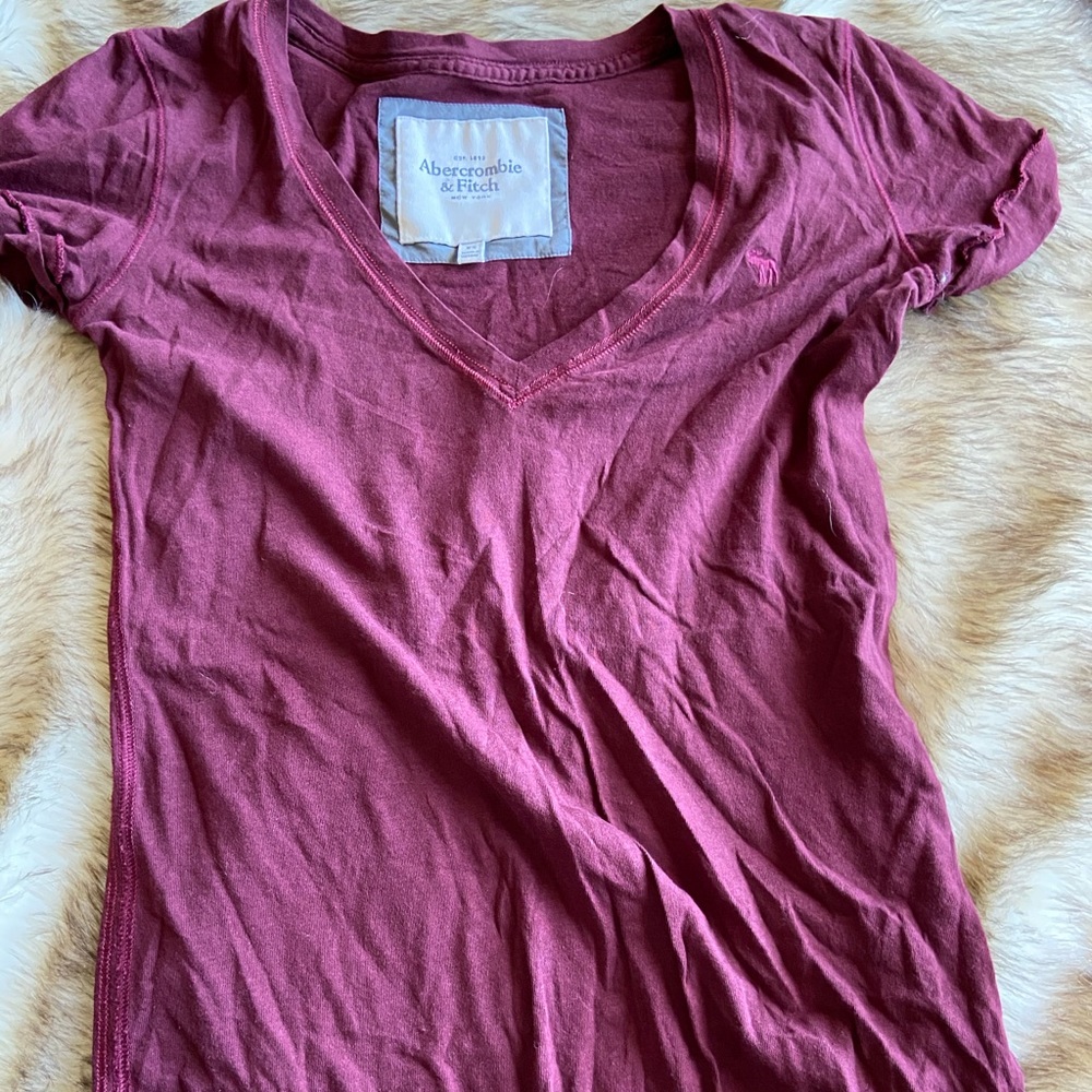 Burgundy A&F V Neck
